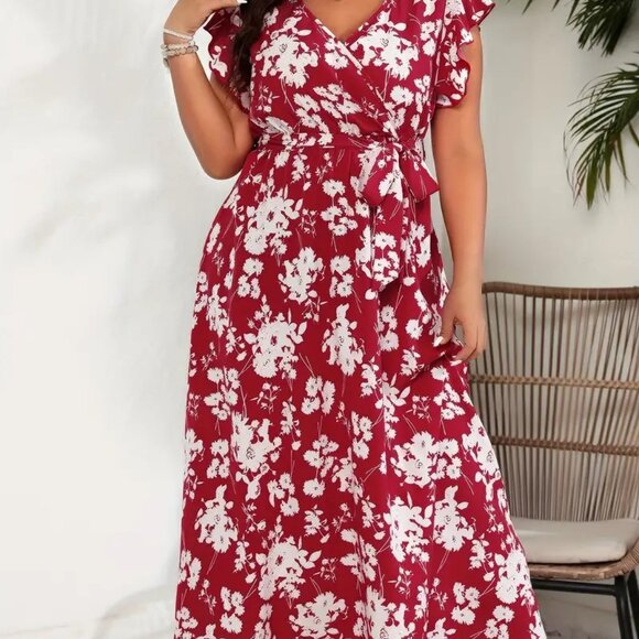 Women' Plus Size Elegant Beach  Long Floral Print Summer Maxi Sundress 12W - 18W - Picture 4 of 9